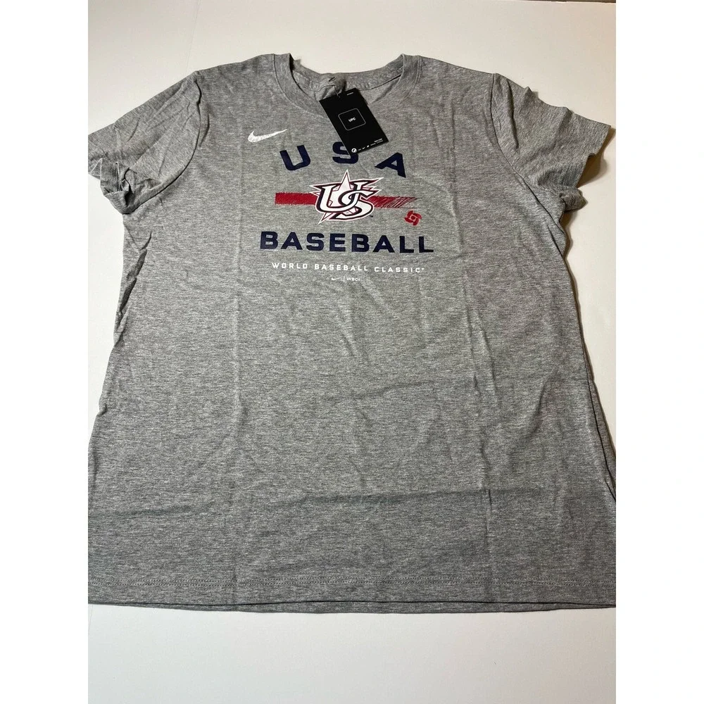Nike USA Baseball Women's World Baseball Classic Tri-Blend T-Shirt Gray Size L